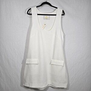 MAEVE by ANTHROPOLOGIE Sirencore Elevated Basic IVORY Texture Mini Dress Size XL